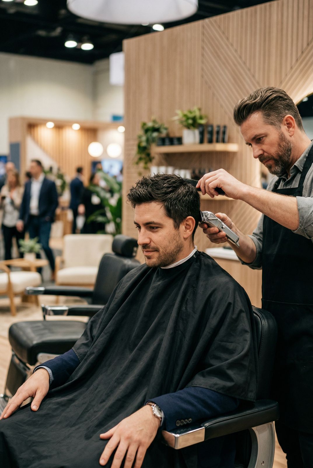 Well-groomed men at a corporate event